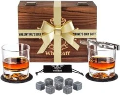Hiskey Glass Set Of 2 - Bourbon Whiskey Stones Gift Set For Men - Includes Crystal Whisky Rocks Glasses, Chilling Stones, Slate Coasters - Scotch Glasses In Wooden Box - Wisky Burbon Retirement Gifts -KitchenAid Shop 51f5eAYBLNL. AC
