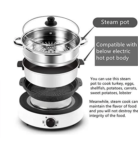 1300w Electric Hot Pot Korean Grill Separate Design Multi-Functional Electric Cooker And Steamer For 2-5 People (Size : White) 6 1300w Electric Hot Pot Korean Grill Separate Design Multi-Functional Electric Cooker And Steamer For 2-5 People (Size : White) - Image 4