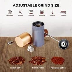 Manual Coffee Grinder, Numerical Internal Adjustable Stainless Steel Burr [Fixed With Dual Bearing Design] Hand Coffee Bean Grinder [Capacity 30g] Espresso To Coarse For Office, Home, Camping -KitchenAid Shop 51fFZq6rt2L