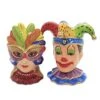 Lown And Girl Wearing A Mask Ceramic Salt And Pepper Shakers Set