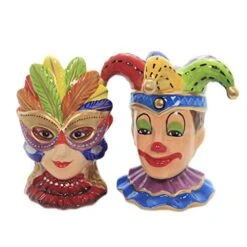 Lown And Girl Wearing A Mask Ceramic Salt And Pepper Shakers Set