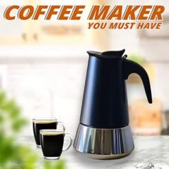 GENERIC Stove Top Espresso Maker, Stainless Steel Moka Coffee Pot, Classic Stove Top Coffee Maker, Percolator Coffee Pot For Mocha, Latte, Cappuccino And More, Portable Coffee Pot Black (6-Cups/300ML) -KitchenAid Shop 51fIykdGXhL