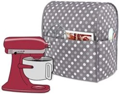 Uxja Dust Cover Compatible With 6-8 Quart Stand Mixer, Cloth Cover With Pockets For Stand Mixer And Extra Accessories (Compatible With 6-8 Quart Stand Mixer), Gray Dots -KitchenAid Shop 51fM4cdt1aL. AC