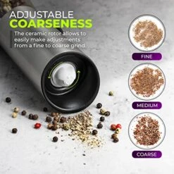 Rechargeable Electric Pepper Grinder, Automatic Gravity Salt Mill With Adjustable Coarseness, Brushed Stainless Steel, Ceramic Blades And Refillable Glass (Silver Grinder - 1 Unit) -KitchenAid Shop 51fN23x7JML