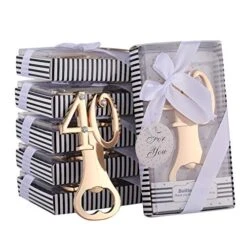 24PCS 40th Birthday Bottle Opener 40 Birthday Favors For Guests, 40th Gold Wedding Party Favors In Black&White Gift Package,Bridal Shower Souvenir Gift For Guests (Black 40 Opener, 24)