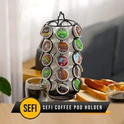Coffee Pod Holder With 360 Degrees Rotating Carousel Stand - K Cup Pods Organizer For 35 Coffee K Pods - Coffee Storage Display Rack For Kitchen, Countertop And Coffee Bar Station (35 Pods | Black) -KitchenAid Shop 51fVxMED29L