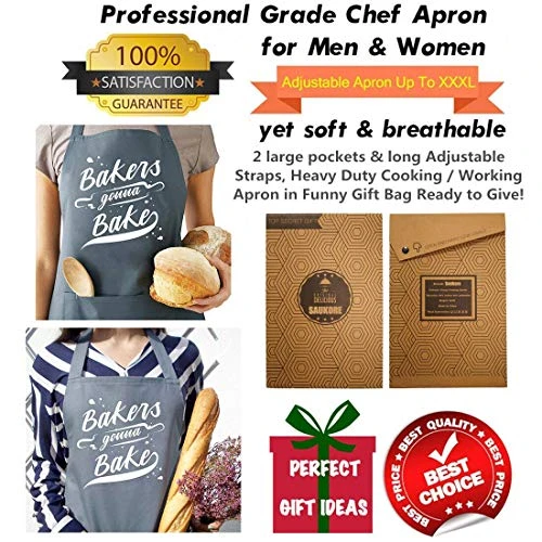 Saukore Funny Baking Aprons For Women Men, Cute Baking Gifts For Bakers, Kitchen Cooking Apron With 2 Pockets - Birthday Housewarming Mothers Day Apron Gift For Mom Wife Husband Daughter Son Sister 9 Saukore Funny Baking Aprons For Women Men, Cute Baking Gifts For Bakers, Kitchen Cooking Apron With 2 Pockets - Birthday Housewarming Mothers Day Apron Gift For Mom Wife Husband Daughter Son Sister - Image 7
