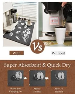 -Coffee Mat-Coffee Bar Accessories-Absorbent Stain Resistant Drying Mat Fit Under Coffee Maker Machine Coffee Pot Tray Espresso Machine-Coffee Station Accessories And Decor-12”x19”