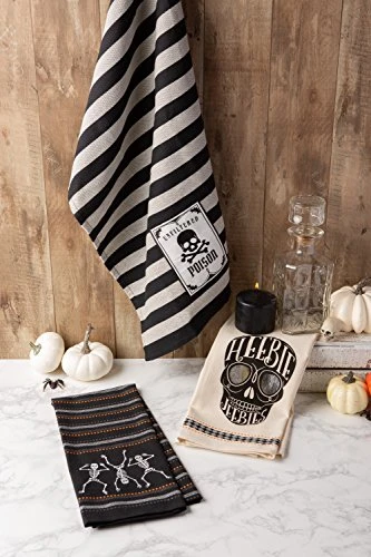Happy Halloween Dishtowel Collection Embellished Cotton Kitchen Hand Towel Set, 18x28, Skeleton, 3 Count 6 Happy Halloween Dishtowel Collection Embellished Cotton Kitchen Hand Towel Set, 18x28, Skeleton, 3 Count - Image 4
