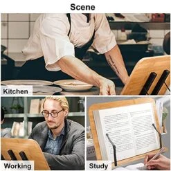 Eadaeer Bamboo Book Stand, Large Book Holder With 6 Adjustable Height, Foldable Cookbook Stand Desktop Document Holder For Kitchen & Office (13.4 X 9.3 Inch) -KitchenAid Shop 51ffcxc3maS