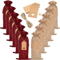Burlap Wine Gift Bags, 12 Pack Jute Wine Bottle Bags With Drawstring, Reusable Wine Bottle Covers With Ropes And Tags -KitchenAid Shop 51fl4WetBSS. AC