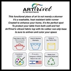 Israel Hatikva ArtTrivet Heat-Resistant Table Runner And Trivet - Fabric Top And Non-Slip Rubber Base (12"x48") -KitchenAid Shop 51flLCUDsCL