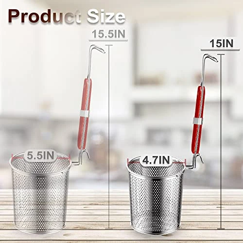 Enta Kitchen Micro-Perforated Stainless Steel Pasta Basket Mesh Spider Food Dumpling Noodle Strainer,Fine Mesh Skimmer Kitchen Fine Sieve Mesh Strainer With Wooden Handle (Strainer, 12cm) 4 Enta Kitchen Micro-Perforated Stainless Steel Pasta Basket Mesh Spider Food Dumpling Noodle Strainer,Fine Mesh Skimmer Kitchen Fine Sieve Mesh Strainer With Wooden Handle (Strainer, 12cm) - Image 2