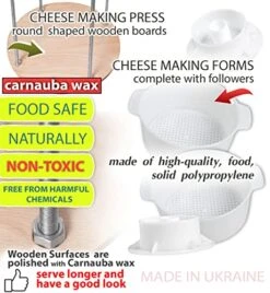 Wooden Cheese Press Diameter 11.2 In And 2 Cheese Making Forms 45 Oz Pressure Up To 50 Pounds Colorless -KitchenAid Shop 51fnztpqSiL