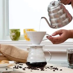 Pour Over Coffee Dripper - Ceramic Slow Brewing Accessories For Home, Cafe, Restaurants - Easy Manual Brew Maker Gift - Strong Flavor Brewer - V02 Paper Cone Filters - Pink, 2 Cup 21 Pour Over Coffee Dripper - Ceramic Slow Brewing Accessories For Home, Cafe, Restaurants - Easy Manual Brew Maker Gift - Strong Flavor Brewer - V02 Paper Cone Filters - Pink, 2 Cup -KitchenAid Shop 51fryFtjpAL