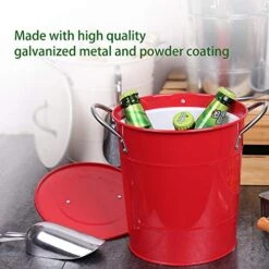 T586 4L Red Metal Double Walled Ice Bucket Set With Lid And Scoop 11 T586 4L Red Metal Double Walled Ice Bucket Set With Lid And Scoop -KitchenAid Shop 51fuxd742VL