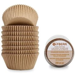 Fbera Natural Odorless Cupcake Liners Standard Greaseproof Paper Muffin Baking Cups 200-Count, Natural Color