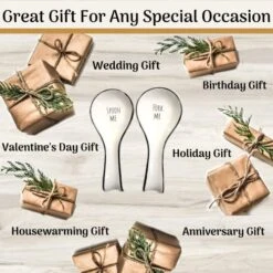 AKOA 2 Pack Spoon Rest For Stove Top - Fork Me Spoon Me - Kitchen Spoon Holder For Kitchen Counter - Ceramic Ladle Holder - White Utensil Rest For Countertop - Cute Funny Farmhouse Spatula Holder -KitchenAid Shop 51fvAKy5CFL