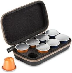 Protective Carrying Case For Nespresso & Compatible Capsules Portable Espresso Maker Coffee Pod Holder PU Material Hard Shell Portable Grey(2 Pack, 4 Pods,8 Pods) -KitchenAid Shop 51fytKks2 L. AC