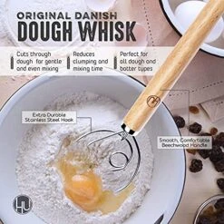 Bread Making Tools And Supplies - Set Of 2 - Danish Dough Whisk And Bench Scraper - Dough Hook With Bread Scraper - Easy To Clean - Great For Baking Homemade Sourdough, Pizza, Pastry, Cookies By LHU -KitchenAid Shop 51fyy2ccGES