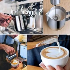 Milk Frothing Pitcher, 12oz 20oz 32oz 50oz 66oz Steaming Pitcher Stainless Steel Coffee Bar Espresso Machine Accessories, Cappuccino Barista Tools Milk Jug Steamer Frother Cup With Latte Art Pen