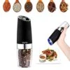 Electric Gravity Pepper Grinder Or Salt Grinder With Adjustable Thickness, Automatic Pepper Grinder Battery, With Blue LED Light, DLD One-hand Operation, Brushed Stainless Steel (1 Piece Black) -KitchenAid Shop 51gIApFfJbL