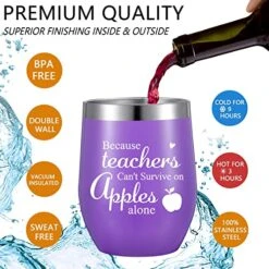 6 Pieces Thank You Gift Idea For Teachers, Teacher Graduation Appreciation Coffee Mug For Women Men Preschool Elementary Teacher, 12oz Wine Tumbler And Lids Straws Brushes (Simple Purple) 15 6 Pieces Thank You Gift Idea For Teachers, Teacher Graduation Appreciation Coffee Mug For Women Men Preschool Elementary Teacher, 12oz Wine Tumbler And Lids Straws Brushes (Simple Purple) -KitchenAid Shop 51gN2QT5CXL