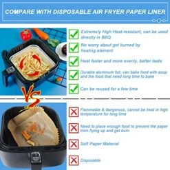 Air Fryer Disposable Aluminum Foil Liner, Air Fryer Parchment Paper Replacement, 8 Inch Square Air Fryer Pan, Compatible With Corsori, Ninja, Cuisinart Air Fryer And More(Set Of 30) 12 Air Fryer Disposable Aluminum Foil Liner, Air Fryer Parchment Paper Replacement, 8 Inch Square Air Fryer Pan, Compatible With Corsori, Ninja, Cuisinart Air Fryer And More(Set Of 30) -KitchenAid Shop 51gUTdenHAL