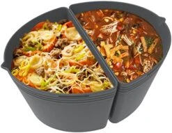 Slow Cooker Divider 6 QT Compatible For Crock Pot Liners Oval Shape, Reusable Slow Cooker Liners, Leakproof Dishwasher Safe For All 6 Quart Cookers, Silicone Inserts For CrockPot Accessories -KitchenAid Shop 51gaDDkv2IL. AC