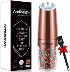 Gravity Electric Salt And Pepper Grinder Set【White Light】- Battery Operated Automatic Salt And Pepper Mills,Adjustable Coarseness,One-Handed Operation,Utility Brush,Stainless Steel By AmuseWit -KitchenAid Shop 51ggHGIAynL. AC