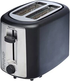 Amazon Basics 2 Slice, Extra-Wide Slot Toaster With 6 Shade Settings, Black
