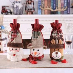 Holiday/Christmas Wine Bottle Decors/Bags Set Of 7: Checkers & Herringbone Decors With Faux Fur Collar; Santa Clause, Snowman & Reindeer Drawstring Bags; Bottle Stoppers Silicone Christmas Decor Gift 9 Holiday/Christmas Wine Bottle Decors/Bags Set Of 7: Checkers & Herringbone Decors With Faux Fur Collar; Santa Clause, Snowman & Reindeer Drawstring Bags; Bottle Stoppers Silicone Christmas Decor Gift -KitchenAid Shop 51gjCGir0YL