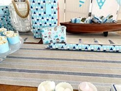 Nautical Table Runner - Cotton Decorative Embroidered Design – Natural, Navy Blue And White -Coastal Lighthouse (72 Inch) -KitchenAid Shop 51gvYTdxgoL