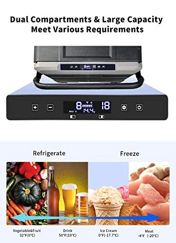 Dual Temperature Control TWW75 Portable Refrigerator 80 Quart(75 Liter) Compact Fridge Mini Freezer For Travel,Camping,Fishing, Outdoor -12/24V DC 8 Dual Temperature Control TWW75 Portable Refrigerator 80 Quart(75 Liter) Compact Fridge Mini Freezer For Travel,Camping,Fishing, Outdoor -12/24V DC - Image 6