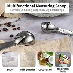 2 Tablespoon Measuring Spoon, Coffee Scoop Stainless Steel With Accurate Measurement Short Handle Metal Spoons 2Pcs Set For Tea Sugar Flour (1 Tbsp & 2 Tbsp) -KitchenAid Shop 51h34YRj9fL
