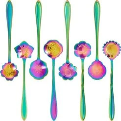 8 Pieces Flower Spoon Coffee Teaspoon Set Stainless Steel Tableware Creative Sugar Spoon Tea Spoon Stir Bar Spoon Stirring Spoon, 8 Different Patterns (Silver) -KitchenAid Shop 51h47pxKcXL. AC