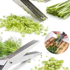 Multilayer Stainless Steel Multifunctional Knives Kitchen Scissors Chive Cutter Herb Spice Kitchen Slicer Shredded Scallion Cut -KitchenAid Shop 51h7Fru5nSS