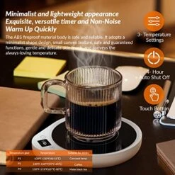 Mug Warmer, Upgrade Coffee Warmer & Cup Warmer For Desk With 3 Temperature Settings, More Hot Coffee Mug Warmer With Timer & 4H Auto Shut Off For Keep Best Flavor For Cocoa, Tea, Water, Milk, Black -KitchenAid Shop 51h9B4tRUcL