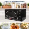 RMO4BK Retro 0.9 Cubic Foot 800-Watt Countertop Microwave Oven, 5 Power Levels And 12 Cook Settings, LED Display, Jet Black -KitchenAid Shop 51hAl7SmBxL 1
