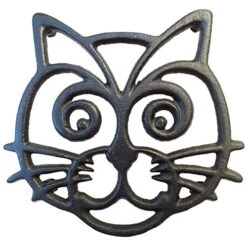 T Trivet - Black Cast Iron - For Kitchen & Dining Table - More Than One Makes A Set For Counter, Wall Art Or Decoration Accessory - Housewarming & Cat Lover Gifts - 6.6 By 6.3 In