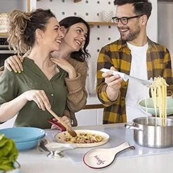 Red Ceramic Spoon Rest For Stove Top - White Spoon Rest For Kitchen Counter - Spanish Ceramic Spoon Rests For Cooking - Large Farmhouse Spoon Rest Ceramic - Utensil Coffee Spoon Holder Rest -KitchenAid Shop 51hFlkpkunL