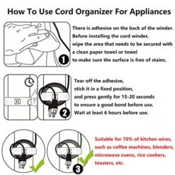 Cord Organizer For Appliances, 8 Packs Cord Wrapper, Cord Holder Cable Organizer For Blender, Coffee Maker, Mixer, Pressure Cooker, Toaster And Air Fryer (3Pcs White+3Pcs Black+2Pcs Grey) -KitchenAid Shop 51hHjPp5MAL