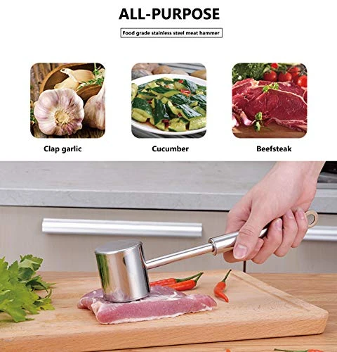 Meat Tenderizer/hammer/tongs-stainless Steel-double-sided Tool For Softening, Smoothing And Hitting Venice, Pork, Veal, Lamb, Chicken, Steak And Turkey-dishwasher-safe 5 Meat Tenderizer/hammer/tongs-stainless Steel-double-sided Tool For Softening, Smoothing And Hitting Venice, Pork, Veal, Lamb, Chicken, Steak And Turkey-dishwasher-safe - Image 3