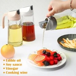 3 Pcs Auto Flip Olive Oil Dispenser Bottle 20oz Oil Container Vinegar Dispenser Leakproof Condiment Container For Kitchen Cooking, Non-drip Spout, 3 Colors -KitchenAid Shop 51hQyWcwMjL