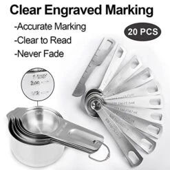 20PCS Measuring Cups And Measuring Spoons Set, Food-Grade Stainless Steel Measure Cup Set For Cooking Baking Measurement, Including 7 Cups, 9 Spoons, Level, Magnetic Chart, Stackable Measuring Set 10 20PCS Measuring Cups And Measuring Spoons Set, Food-Grade Stainless Steel Measure Cup Set For Cooking Baking Measurement, Including 7 Cups, 9 Spoons, Level, Magnetic Chart, Stackable Measuring Set -KitchenAid Shop 51hYLWLdyoL