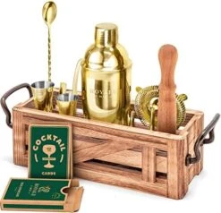Ixology Bartender Kit With Wooden Stand - Great Housewarming Gift -12 Piece Bar Tools Set With Cocktail Kit Cards - Premium Bartending Kit For A Fun Bar Set - Stainless Steel Cocktail Shaker Set -KitchenAid Shop 51hYj1bsm6L. AC