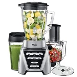 Oster® Blender | Pro 1200 With Glass Jar, 24-Ounce Smoothie Cup And Food Processor Attachment, Brushed Nickel - BLSTMB-CBF-000