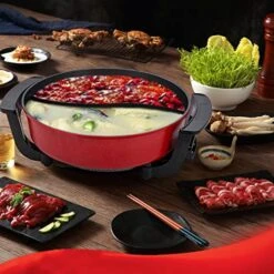 LOERSS One Pot Mandarin Duck Pot Electric Hot Pot Korean Multi-Function Electric Hot Pot Non-Stick Pan Electric Mandarin Duck Pot