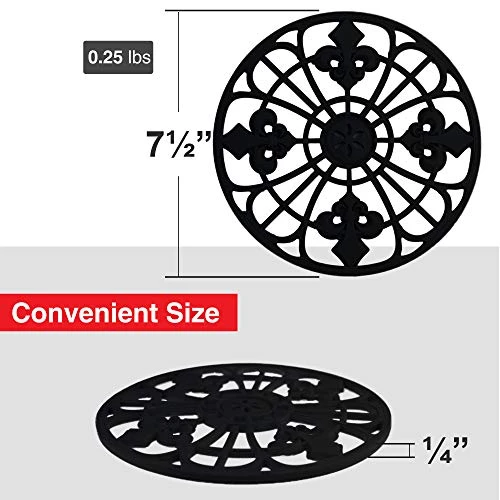 Silicone Trivet For Hot Dishes, Pots & Pans - Decorative Non Slip Mat Comes In 3 Different Country Designs - Protective Pads For Kitchen Counter (7.5 Inch Round, Set Of 3, Black) 4 Silicone Trivet For Hot Dishes, Pots & Pans - Decorative Non Slip Mat Comes In 3 Different Country Designs - Protective Pads For Kitchen Counter (7.5 Inch Round, Set Of 3, Black) - Image 2