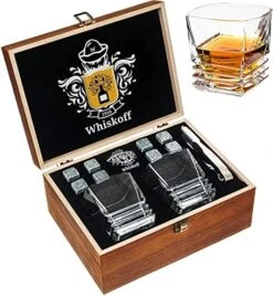 Hiskey Glass Set Of 2 - Bourbon Whiskey Stones Gift Set For Men - Includes Crystal Whisky Rocks Glasses, Chilling Stones, Slate Coasters - Scotch Glasses In Wooden Box - Wisky Burbon Retirement Gifts -KitchenAid Shop 51hg3Ql3XgL. AC
